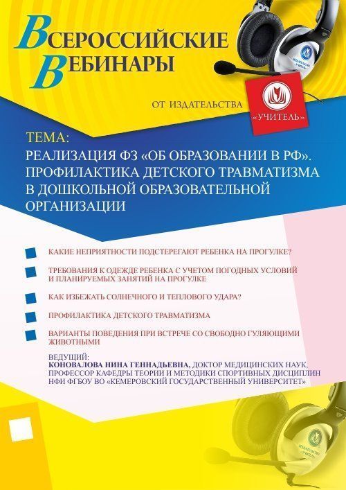 Вебинар «Реализация ФЗ «Об образовании в РФ». Профилактика детского травматизма в дошкольной образовательной организации» - изображение № 1