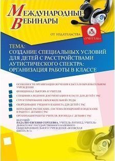 Международный вебинар «Создание специальных условий для детей с расстройствами аутистического спектра: организация работы в классе»