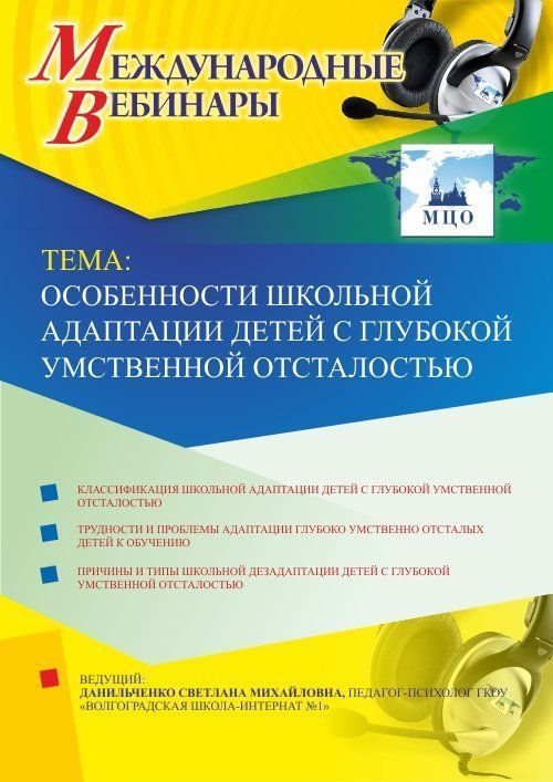 Вебинар «Особенности школьной адаптации детей с глубокой умственной отсталостью» - изображение № 1