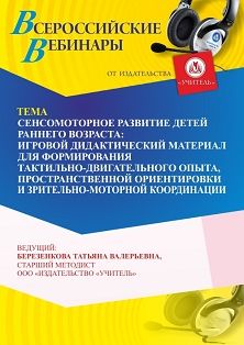 Вебинар «Сенсомоторное развитие детей раннего возраста: игровой дидактический материал для формирования тактильно-двигательного опыта, пространственной ориентировки и зрительно-моторной координации»