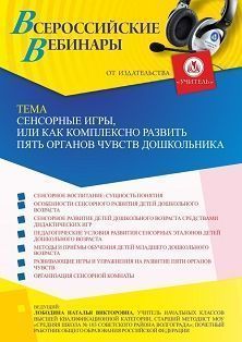 Вебинар «Сенсорные игры, или Как комплексно развить пять органов чувств дошкольника»