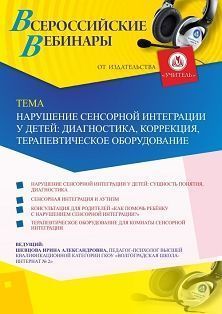 Вебинар «Нарушение сенсорной интеграции у детей: диагностика, коррекция, терапевтическое оборудование»