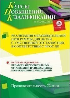 Реализация образовательной программы для детей с умственной отсталостью в соответствии с ФГОС ДО (72 ч.)