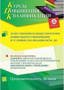 Аудит образовательных программ дошкольного образования в условиях реализации ФГОС ДО (36 ч.)