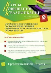 Психолого-педагогическое сопровождение развития дошкольника как методологическая основа ФГОС ДО (16 ч.)