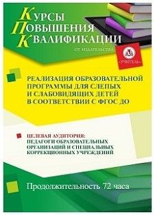 Реализация образовательной программы для слепых и слабовидящих детей в соответствии с ФГОС ДО (72 ч.)