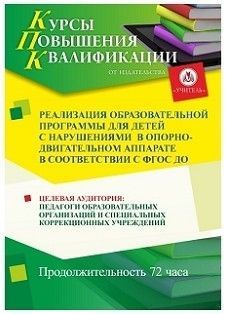 Реализация образовательной программы для детей с нарушениями в опорно-двигательном аппарате в соответствии с ФГОС ДО (72 ч.)