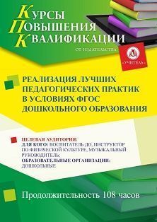 Реализация лучших педагогических практик в условиях ФГОС дошкольного образования (108 ч.)