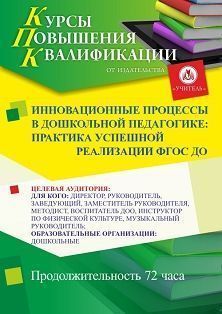 Инновационные процессы в дошкольной педагогике: практика успешной реализации ФГОС ДО (72ч.)