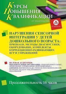 Нарушения сенсорной интеграции у детей дошкольного возраста: признаки, методы диагностики, оборудование, комплексы коррекционно-развивающих игр и упражнений (16 ч.)