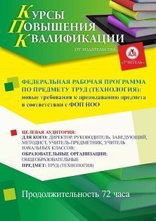 Федеральная рабочая программа по предмету Труд (технология): новые требования к преподаванию предмета в соответствии с ФОП НОО (72 ч.)