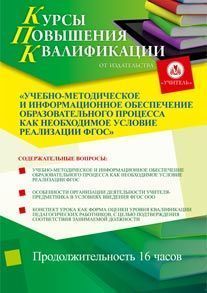 Учебно-методическое и информационное обеспечение образовательного процесса как необходимое условие реализации ФГОС (16 ч.)