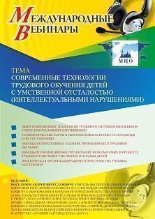 Международный вебинар «Современные технологии трудового обучения детей с умственной отсталостью (интеллектуальными нарушениями)»