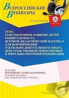 Вебинар «Сенсомоторное развитие детей раннего возраста: игровой дидактический материал для формирования тактильно-двигательного опыта, пространственной ориентировки и зрительно-моторной координации»