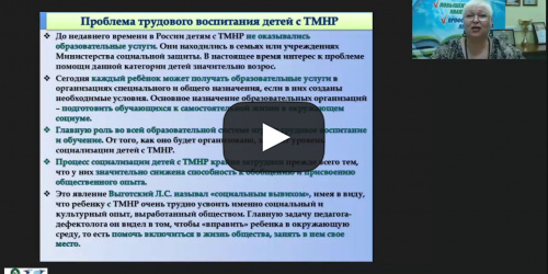 Международный вебинар «Специфика профессиональной подготовки детей с тяжелыми и множественными нарушениями» - видеопрезентация