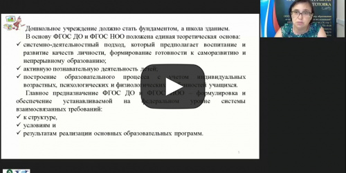 Вебинар «Принципы, условия, методы подготовки детей к обучению в школе с учетом требований ФГОС дошкольного образования и начального общего образования» - видеопрезентация