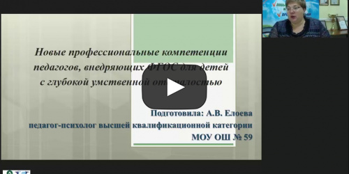 Вебинар "Новые профессиональные компетенции педагогов, внедряющих ФГОС для детей с глубокой умственной отсталостью" - видеопрезентация