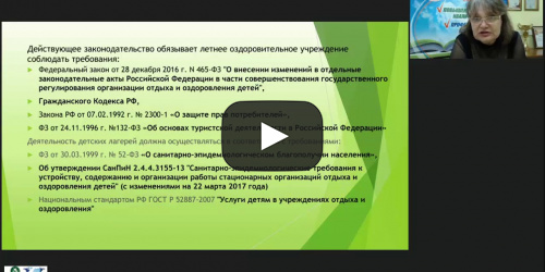 Вебинар "Нормативно-правовая база летнего оздоровительного лагеря: обеспечение безопасности" - видеопрезентация