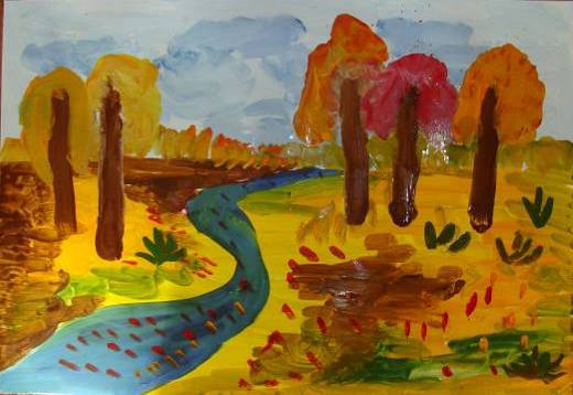 Конспект занятия по основам изобразительной грамоты: Рисуем пейзаж «Золотая  осень» по картине И.И.Левитана (1 класс) – УчМет