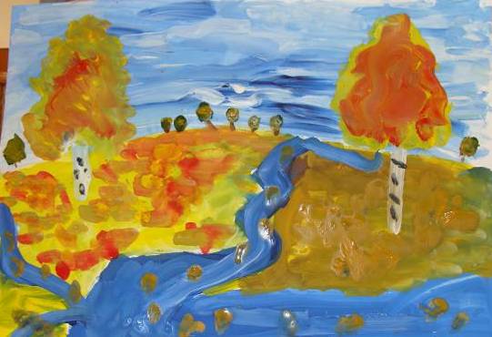 Конспект занятия по основам изобразительной грамоты: Рисуем пейзаж «Золотая  осень» по картине И.И.Левитана (1 класс) – УчМет